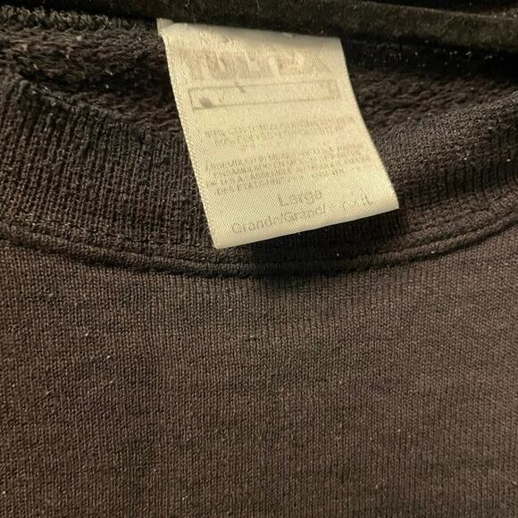 Vintage 90s Tultex Black Distressed Blank Crewneck Adult  Large - Picture 2 of 3